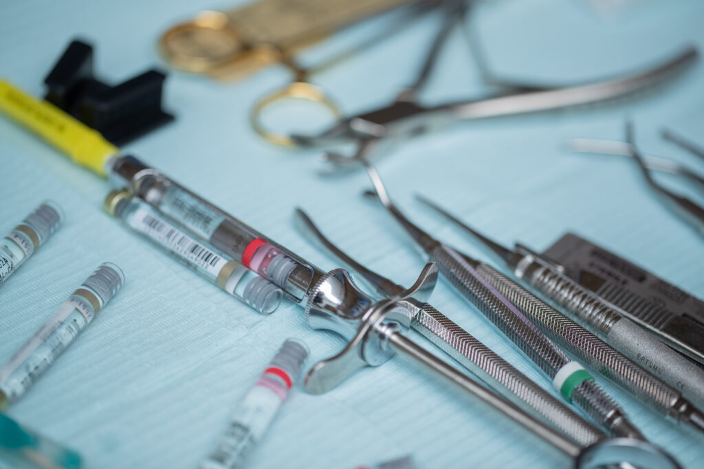 close up of dental tools
